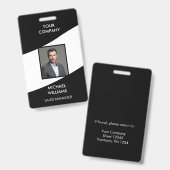 Badge de photo blanc noir (Avant & arrière)