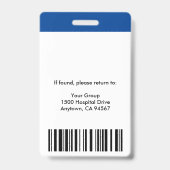 Badge de photo d'aide-soignant certifié (Arrière)