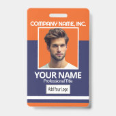 Badge de photo de l'employé - Orange, Blanc, Bleu (Avant)
