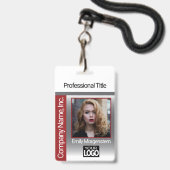 Badge de photo de logo - Rouge foncé (Avant avec lanière)
