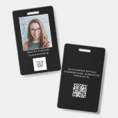 Badge de photo d'employé avec logo et code QR (Avant & arrière)