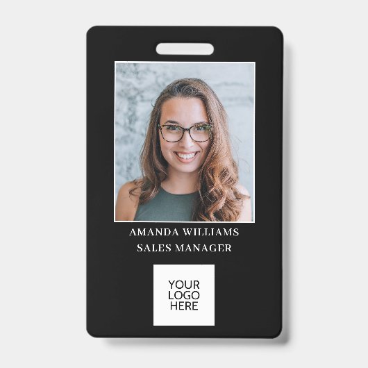 Badge de photo d'employé avec logo et code QR (Avant)