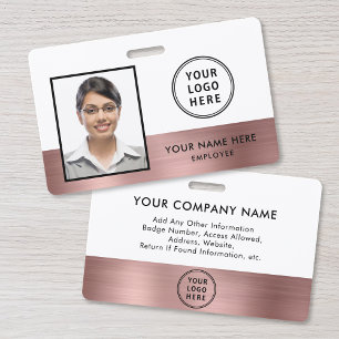Badge de photo d'employé avec logo métallisé or ro