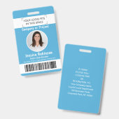 Badge de photo d'employé Code-barres Logo Bleu Pas (Avant & arrière)