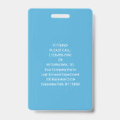 Badge de photo d'employé Code-barres Logo Bleu Pas (Arrière)