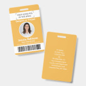 Badge de photo d'employé Code-barres Logo Jaune Pa (Avant & arrière)