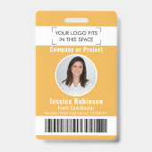 Badge de photo d'employé Code-barres Logo Jaune Pa (Avant)