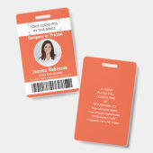 Badge de photo d'employé Code-barres Logo Passe d' (Avant & arrière)