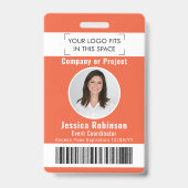 Badge de photo d'employé Code-barres Logo Passe d' (Avant)