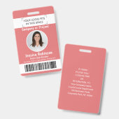 Badge de photo d'employé Code-barres Logo Rose Car (Avant & arrière)
