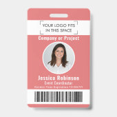 Badge de photo d'employé Code-barres Logo Rose Car (Avant)