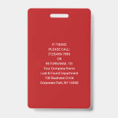 Badge de photo d'employé Code-barres Logo Rouge Pa (Arrière)
