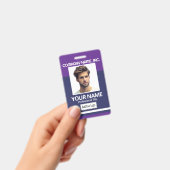 Badge de photo d'employé / d'école - Violet et ble (Manuel / portable)