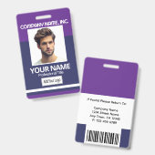 Badge de photo d'employé / d'école - Violet et ble (Avant & arrière)