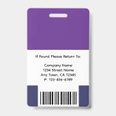 Badge de photo d'employé / d'école - Violet et ble (Arrière)