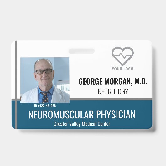 Badge de photo d'employé d'hôpital avec code-barre (Avant)