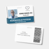 Badge de photo d'employé d'hôpital avec code-barre (Avant & arrière)