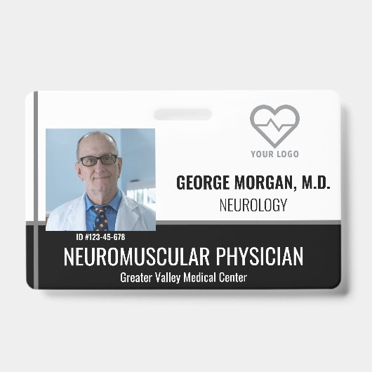 Badge de photo d'employé d'hôpital avec code-barre (Avant)