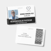 Badge de photo d'employé d'hôpital avec code-barre (Avant & arrière)