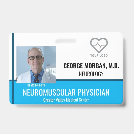 Badge de photo d'employé d'hôpital avec code-barre (Avant)