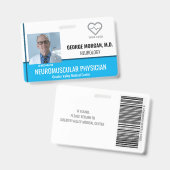 Badge de photo d'employé d'hôpital avec code-barre (Avant & arrière)