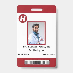 Badge de photo d'employé personnalisé, nom, code-b