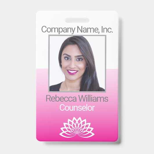 Badge de photo d'employé - Rose (Avant)