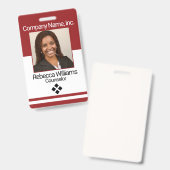 Badge de photo d'employé - Rouge foncé (Avant & arrière)