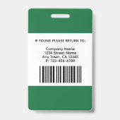 Badge de photo d'employé - Vert foncé (Arrière)