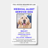 Badge de Photo d'Identification de Chien d'Alerte (Avant)