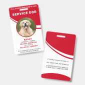 Badge de Photo d'Identification de Chien d'Assista (Avant & arrière)