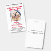 Badge de Photo d'Identification de Chien de Servic (Avant & arrière)