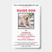 Badge de Photo d'Identification de Chien Guide Chi (Avant)