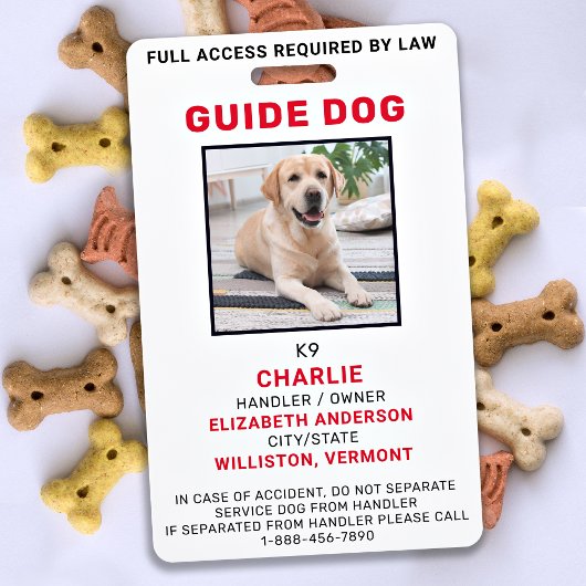 Badge de Photo d'Identification de Chien Guide Chi
