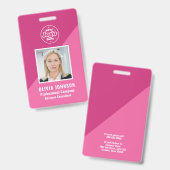 Badge de photo d'identification minimal rose de l' (Avant & arrière)