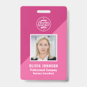 Badge de photo d'identification minimal rose de l' (Avant)