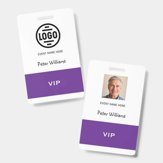Badge de photo d'identification VIP pour événement (Avant & arrière)