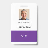 Badge de photo d'identification VIP pour événement (Arrière)