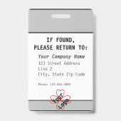 Badge de photo d'identité à code-barres Noir, Blan (Arrière)
