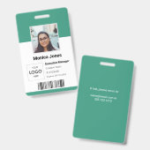 Badge de photo d'identité avec logo de l'employé (Avant & arrière)