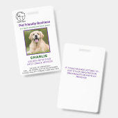 Badge de photo d'identité de chien d'employé d'ent (Avant & arrière)