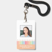 Badge de photo d'identité d'employé avec code-barr (Avant avec lanière)