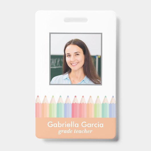 Badge de photo d'identité d'employé avec code-barr (Avant)