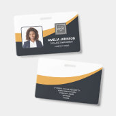 Badge de photo d'identité d'employé moderne simple (Avant & arrière)