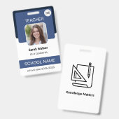 Badge de photo d'identité d'enseignant - Personnel (Avant & arrière)