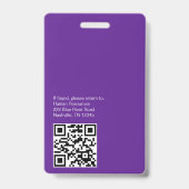 Badge de photo d'identité orange avec code QR (Arrière)