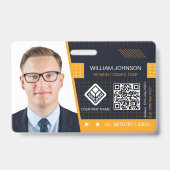 Badge de photo d'identité QR Code jaune | Employé  (Avant)