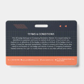 Badge de photo d'identité QR Code Orange | Employé (Arrière)