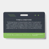 Badge de photo d'identité QR Code vert | Employé d (Arrière)