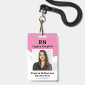 Badge de photo d'identité rose professionnel avec (Avant avec lanière)